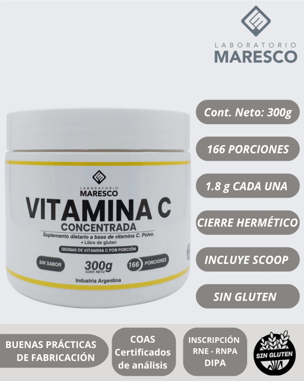 Vitamina C Pura 100% sabor neutro