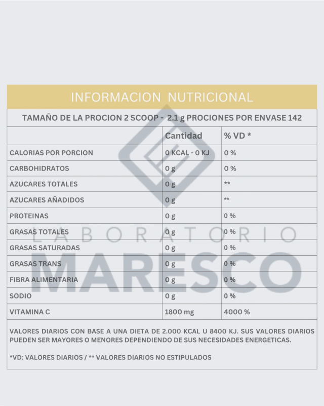 Vitamina C Pura 100% sabor naranja
